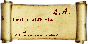 Levius Alícia névjegykártya